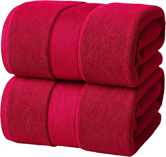 Infinitee Xclusives– Luxury Bath Sheets Towels – 2 Pack 600 GSM (35X70 Inches)– 100% Ring Spun Cotton Large Bath Towels for Bathroom (Burgundy, Bath Sheet Pack of 2)