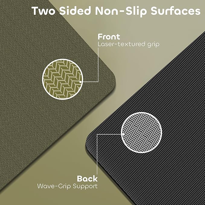 Non-slip TPE Yoga Mat for Women & Men,72"x24" Double-Sided Workout Mat for Home Gym Pilates Fitness,1/4 Inch Packable Lightweight Exercise Mat with Strap for Travel,Non Toxic Exercise Floor Mat