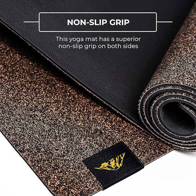 Mount Adams Granite XL Heavy Yoga Mat, 72” x 26” Cork and Natural Rubber Exercise Mat, 5mm Thick Workout Mat, Wet or Dry Non Slip Mat, Heavyweight Extra Large Gym Mat for Fitness or Pilates