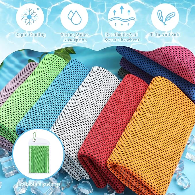 20 Pcs Cooling 47 x 12'' Soft Ice Towel Neck Face Microfiber Gym Cold Workout Towels for Sweat Breathable Chilly for Men Women Sport Yoga Golf Running Fitness Activities Hot Weather