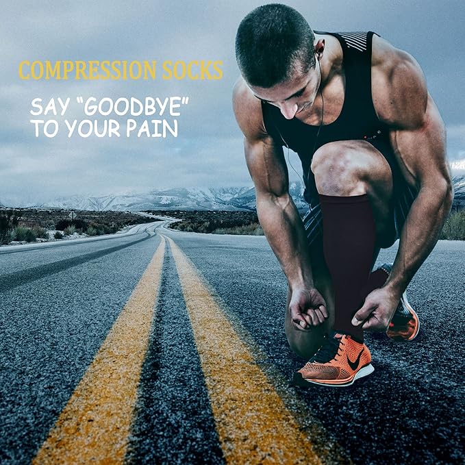 Graduated Compression Socks for Women&Men 20-30mmhg Knee High Socks Travel Hiking Running Stocking