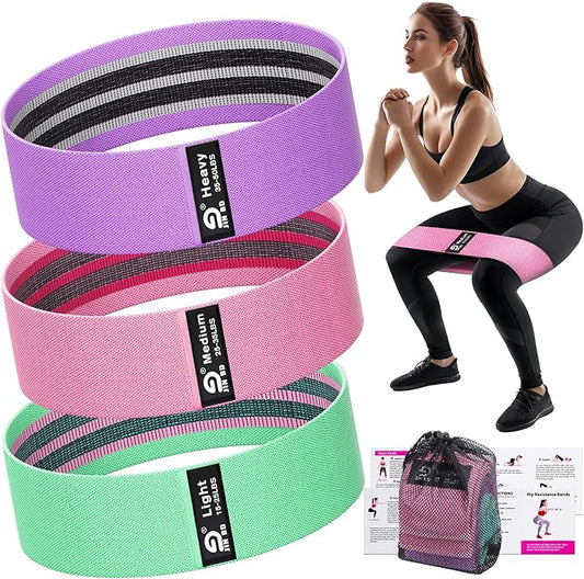 Fabric Resistance Bands Set – Booty Bands for Legs & Glutes, 3 Resistance Levels, Non-Slip Workout Bands for Women & Men, Ideal for Yoga, Pilates, Fitness, and Home Workouts