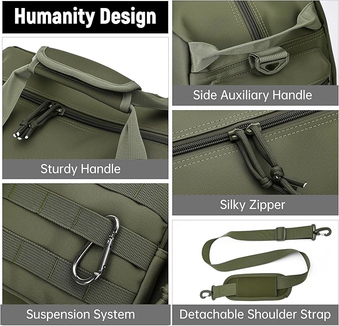 Duffle Bag for Men Women, Gym Bags & Tactical Duffle Bag with Shoe Compartment, Weekender Overnight Bag for Travel Workout, ArmyGreen