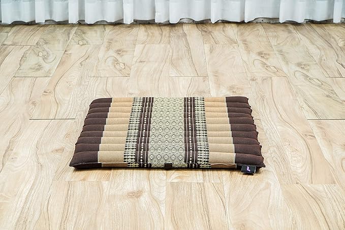 Leewadee Meditation Cushion Set – 1 Small Zafu Yoga Pillow and 1 Small Roll-Up Zabuton Mat Filled with Kapok