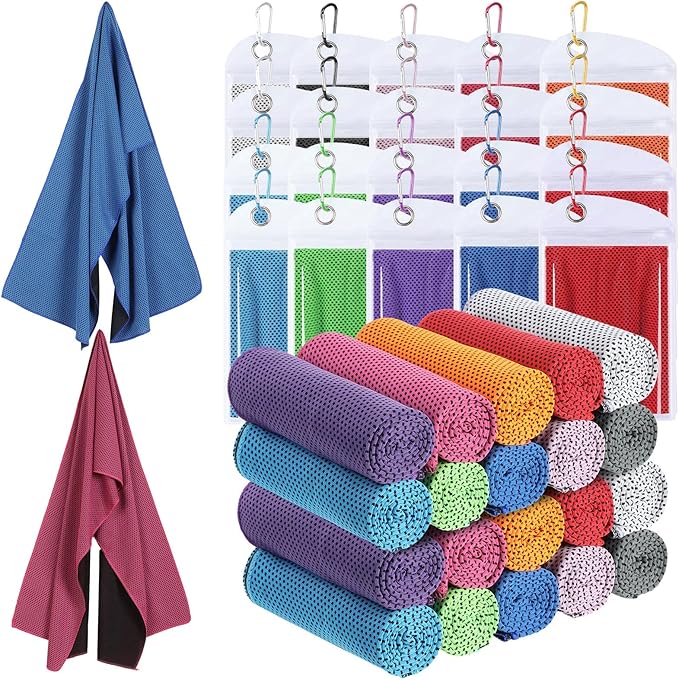 20 Pcs Cooling 47 x 12'' Soft Ice Towel Neck Face Microfiber Gym Cold Workout Towels for Sweat Breathable Chilly for Men Women Sport Yoga Golf Running Fitness Activities Hot Weather