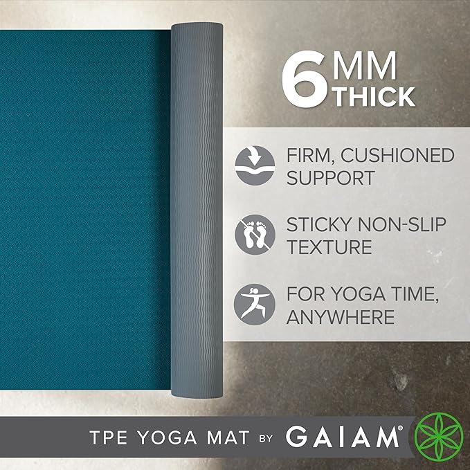 Gaiam Yoga Mat Performance TPE Exercise & Fitness Mat for All Types of Yoga, Pilates & Floor Exercises