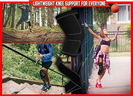 Knee Brace Compression Sleeve with Strap for Best Support & Pain Relief for Meniscus Tear, Arthritis, Running, Basketball, MCL, Jogging and Post Surgery Recovery for Men & Women (Black, 3XL)