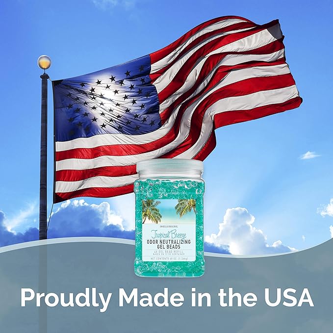 SMELLS BEGONE 48 oz Odor Eliminator Gel Bead Refill - Eliminates Odors in Bathrooms, Cars, Boats, RVs & Pet Areas - Air Freshener - Made with Essential Oils - Tropical Breeze Scent