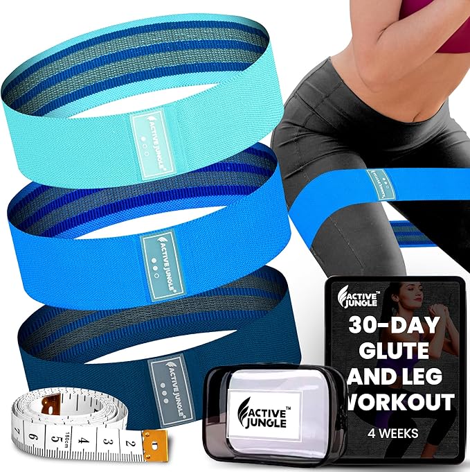 Premium Fabric Resistance Bands for Glutes & Legs – Set of 3 | Non-Slip, Elastic, Travel Bag, Workout Guide & Digital Challenges | Booty Bands for Yoga, Pilates | Women & Men