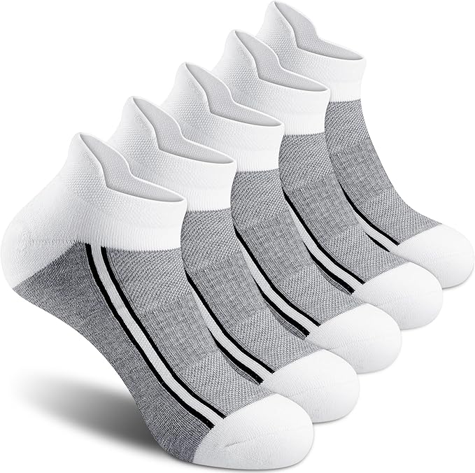 Gonii Men's Running Athletic Ankle Socks - Thick Cushioned Low Cut Socks (5 Pairs)