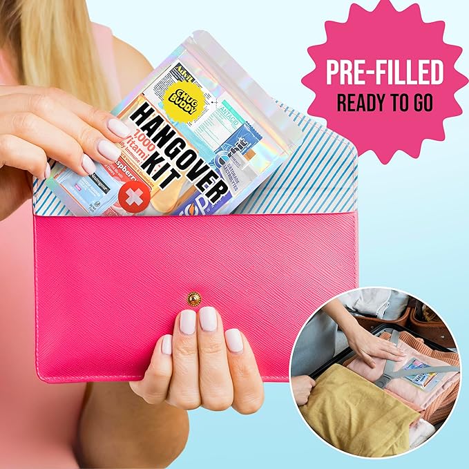 12 Pre-Filled Hangover Kits for Bachelorette Party Favors, 21st Birthday Gifts for her, Bridesmaid Gifts & Girls' Trips | Bulk Hangover Kit Bags & Supplies for Parties & Events (12 Premium Packs)