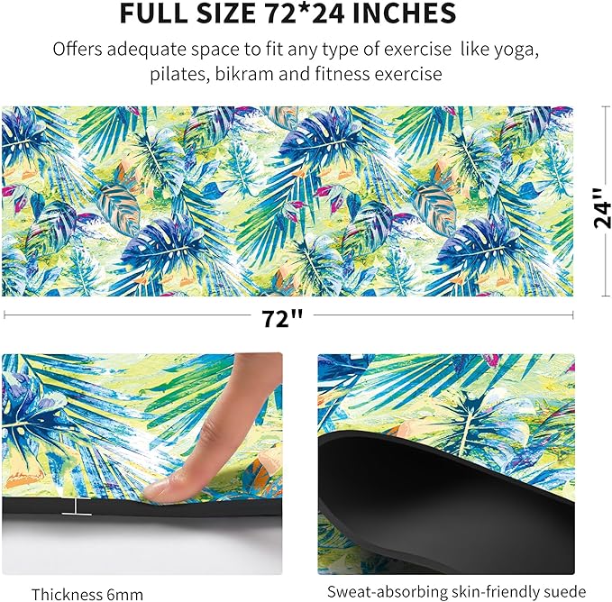 nuveti Yoga Mat Print Extra Thick TPE Non Slip Fitness Exercise Mat with Carrying Bag,72"x24" Extra Thick 6MM Exercise & Workout Mat for Yoga, Pilates Fitness and Floor Exercises