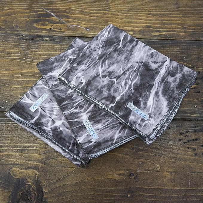 BUILTCOOL Adult Cooling Towel - Men & Women Chilly, Lightweight, Soft, Neck and Face Cooling Towel for Sport, Camping, Hunting, One Size, Mossy Oak Manta Elements, 3 Pack