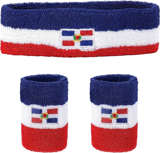 Striped Sweatband Set - Sport Sweat Band and Wristband