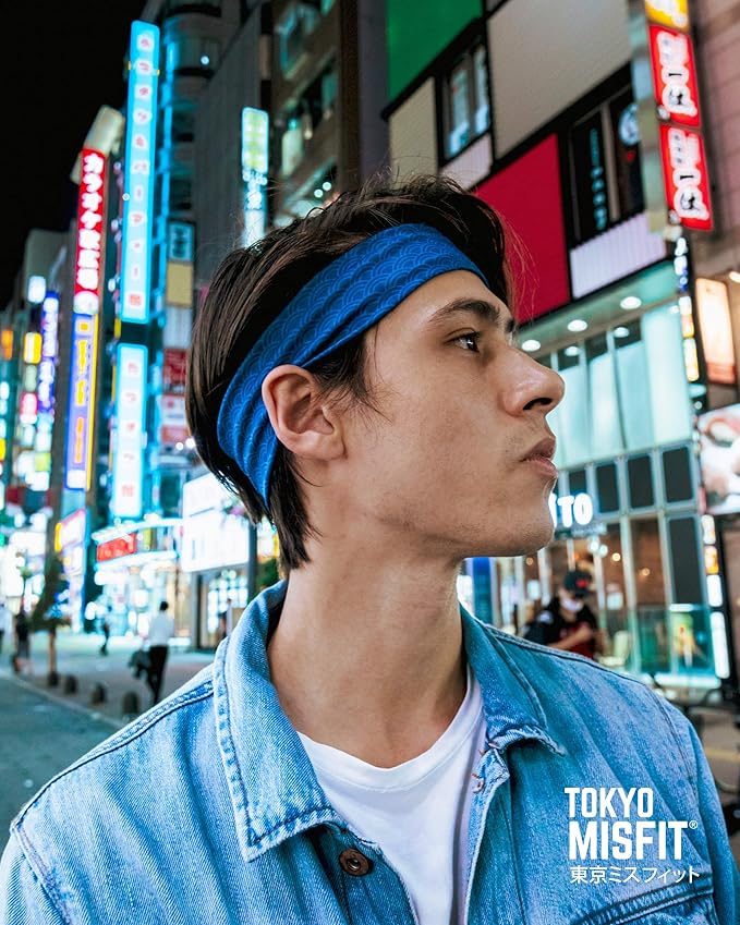 Tokyo Misfit - Japanese Headbands for Men & Women, Sweat Band, Workout, Yoga, Fashion, Running, Sports, Basketball, Bandana