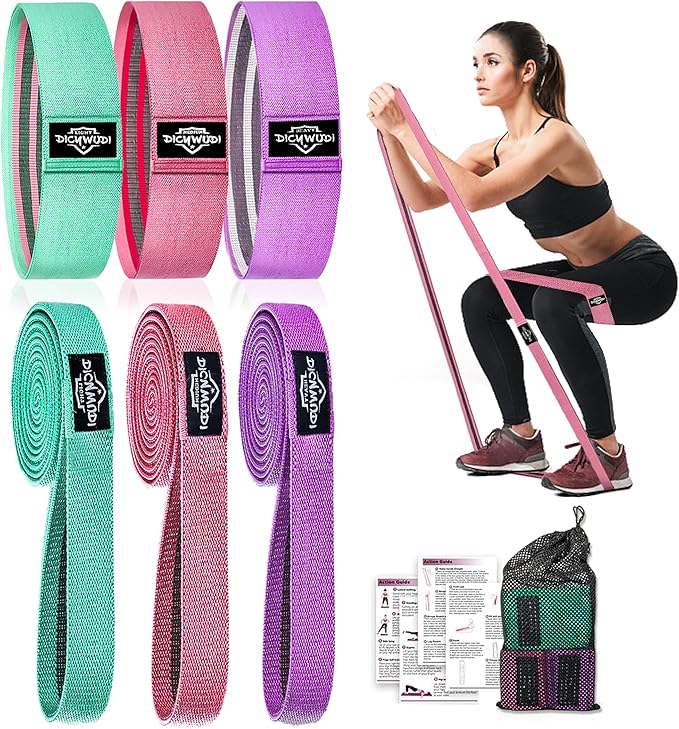 Fabric Resistance Bands for Working Out, 6Pack Non-Slip Exercise Bands for Women and Men, Fabric Booty Bands for Home, Fitness, Pilates, Stretching