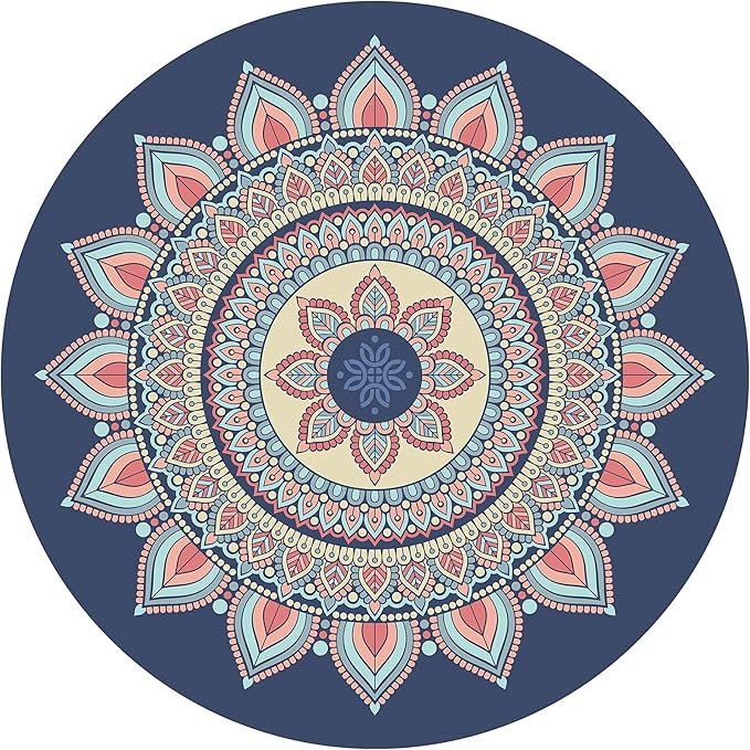nuveti Large Meditation Mat Round Yoga Mat Pilates Yoga Mat 3.5mm Thick Natural Tree Rubber Base Non Slip, Extra Thick Grip. Thicker, Longer, and Wider for More Comfort and Support（55''x55''）