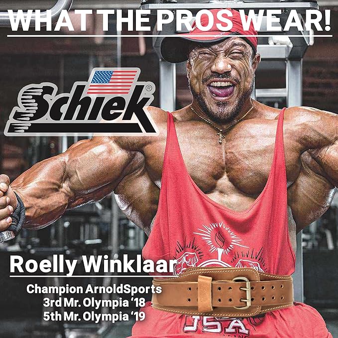 Schiek Sports 2006 Leather 6" Weight Lifting Belt - Weightlifting Belt with Double Prong Stainless Steel Belt Buckle