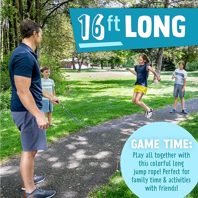 Just Jump It 16' Foot Jump Rope 2 Pack - Long Jump Ropes for Double Dutch - Outdoor Jump Ropes for Kids and Adults to Play Family Games & Exercise