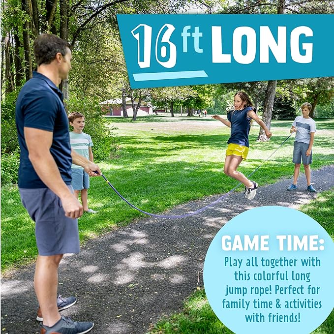 Just Jump It 16' Foot Jump Rope 2 Pack - Long Jump Ropes for Double Dutch - Outdoor Jump Ropes for Kids and Adults to Play Family Games & Exercise