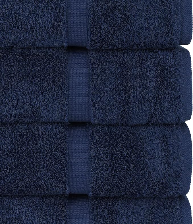 Chakir Turkish Linens | Hotel & Spa Quality 100% Cotton Premium Turkish Towels | Soft & Absorbent (4-Piece Bath Towels, Navy)