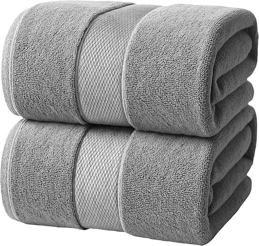 Infinitee Xclusives– Luxury Bath Sheets Towels – 2 Pack 600 GSM (35X70 Inches)– 100% Ring Spun Cotton Large Bath Towels for Bathroom (Charming Grey, Bath Sheet Pack of 2)