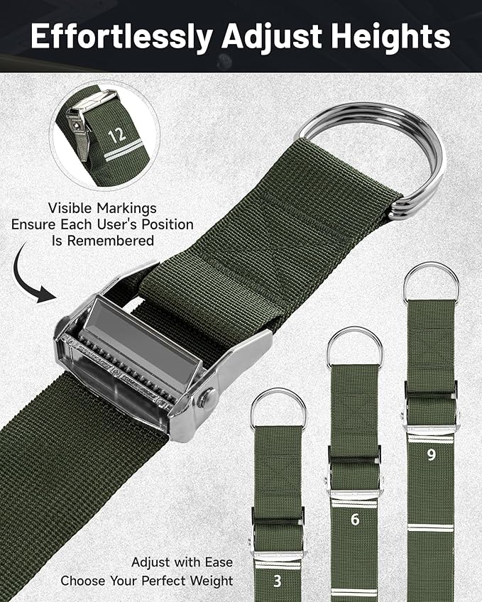 MANUEKLEAR Heavy Duty Resistance Bands for Pull Ups, Pull Up Assistance Bands with Scale Tracking Feature, Adjustable Pull Up Assist Band with Five 50-Pound Pull Up Bands and Fabric Feet/Knee Rest