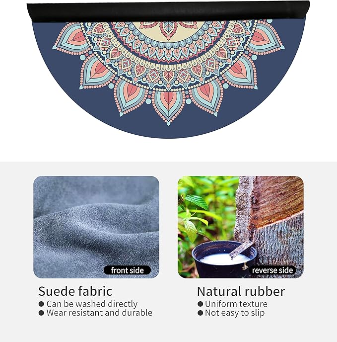 nuveti Large Meditation Mat Round Yoga Mat Pilates Yoga Mat 3.5mm Thick Natural Tree Rubber Base Non Slip, Extra Thick Grip. Thicker, Longer, and Wider for More Comfort and Support（55''x55''）