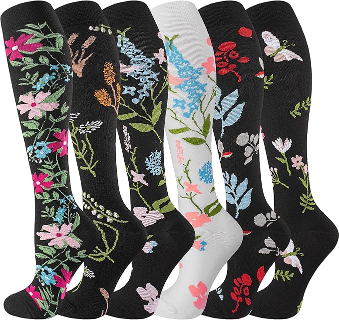 bropite Halloween Compression Socks for Women & Men-Pumpkin Ghost 6 Pairs 20-30mmhg Support Running Nurse Travel