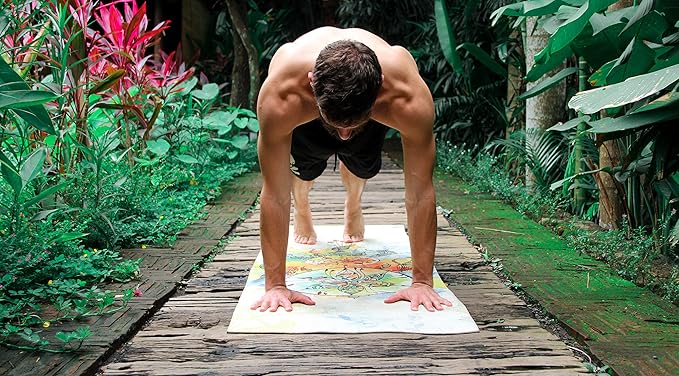 TPE Yoga Mat - Artist Designed, Premium eco friendly mats, Non Slip, Non toxic, Great For Regular & Hot Yoga, Pilates and Workouts (72 inch x 24 inch x 6mm thick)