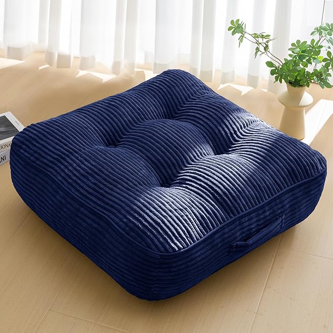 6" Washable Floor Pillow Cushion for Adults, Meditation Cushion Pillow, Large Square Floor Sitting, Removable Tufted Corduroy Cover, for Tatami Living Room or Yoga, 22x22 Inch, Machine Washable