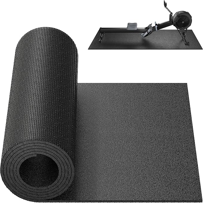 Bike Trainer Mat Compatible with Peloton Bike, for Treadmill & Row, THK 6mm, Under Mat Protect Hardwood Floor Carpet, Trainer Accessory for Indoor Stationary Exercise Bicycle