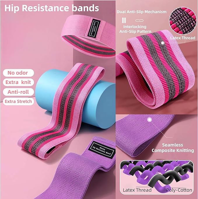 Pull Up Bands Resistance Bands Set for Working Out,8 PC Long Exercise Bands & Fabric Booty Bands for Training Hip Thigh Glute Fitness,Home Workouts,Physical Therapy for Men Women