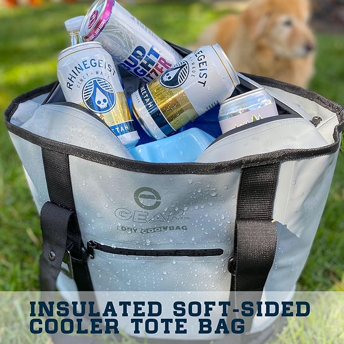 Dry Bag Cooler Tote – Collapsible, Waterproof and Leak-Proof Soft Sided Cooler Bag - Pool, Beach - 20 or 36 Cans
