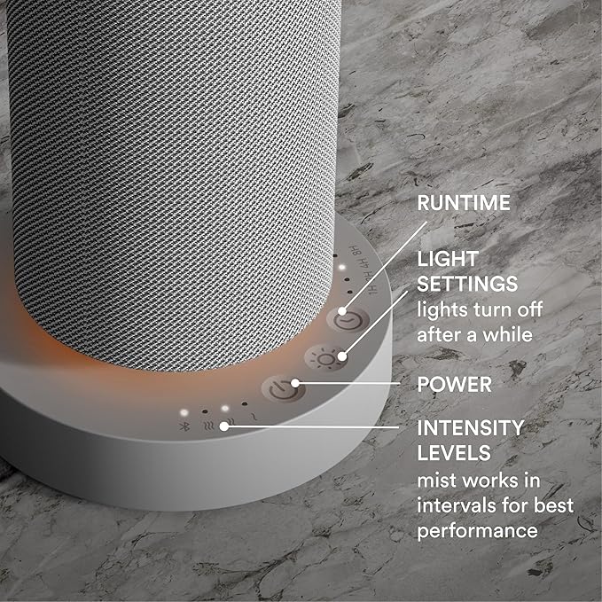 Homedics SereneScent Mini Fabric Rechargeable Waterless Diffuser, Cordless Aromatherapy Device, Use with SereneScent Oil 15ml (Sold Separately), Adjustable Mist Intensity & Ambient Light, Gray