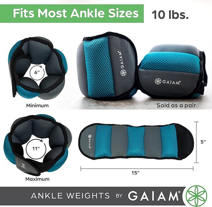 Gaiam Wrist and Ankle Weights, Wearable Bracelet to Strengthen