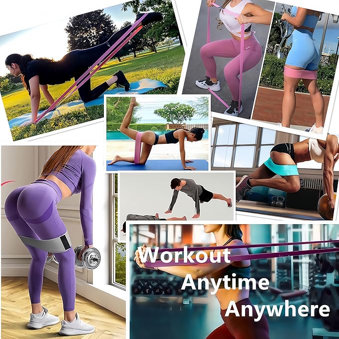 Pull Up Bands Resistance Bands Set for Working Out,8 PC Long Exercise Bands & Fabric Booty Bands for Training Hip Thigh Glute Fitness,Home Workouts,Physical Therapy for Men Women