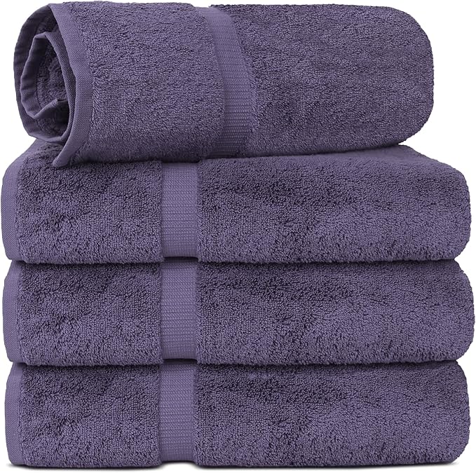 Chakir Turkish Linens | Hotel & Spa Quality 100% Cotton Luxury Turkish Towels | Soft & Absorbent (30x60 Inches Extra Large Bath Towels, Set of 4 - Plum)