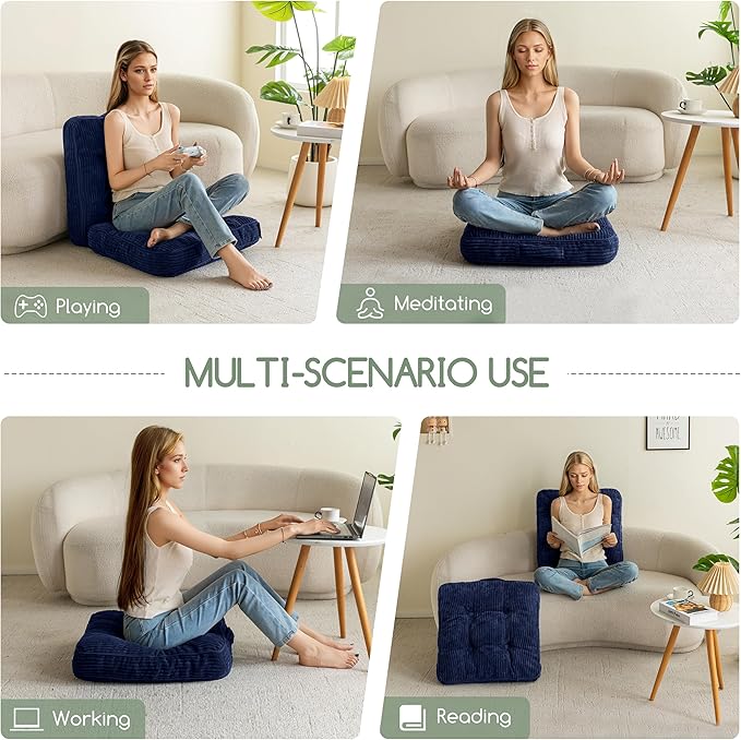 HIGOGOGO Washable Floor Pillow Cushion for Adults, Meditation Cushion Pillow, Large Square Floor Sitting, Removable Tufted Corduroy Cover, for Tatami Living Room or Yoga, 22x22 Inch, Machine Washable