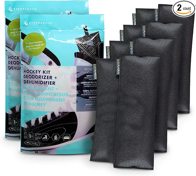 Ever Bamboo Hockey Gear Deodorizer Bag Set w/Bamboo Charcoal (4 x 50 g, 4-Pack)