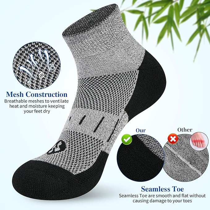Diabetic Socks for Men,6 Pairs Ankle Mens Diabetic Socks,Diabetic Neuropathy Socks for Men 9-12