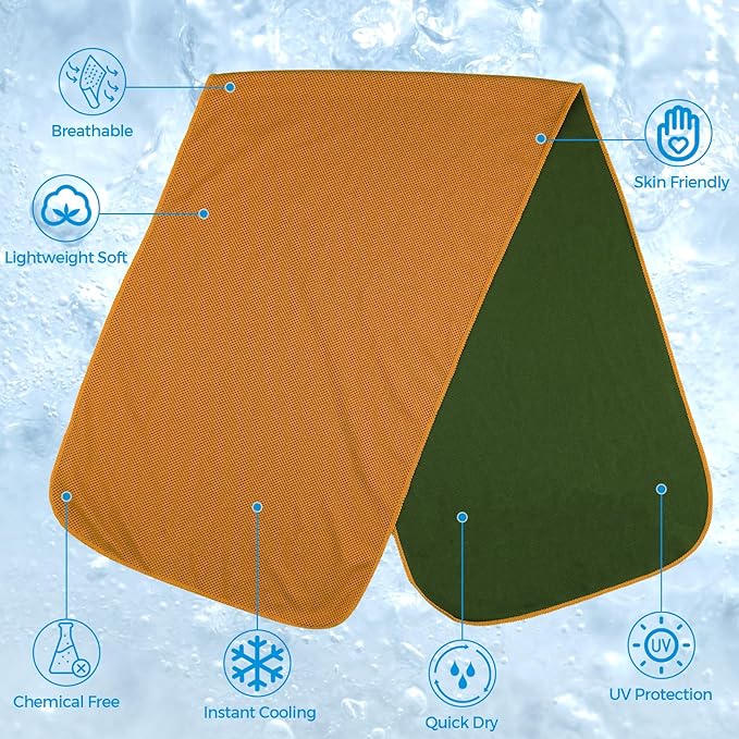 Cooling Towels for Neck and Face, Ice Towel for Hot Weather, Soft Breathable Cooling Neck Wraps, Cool Rags for Yoga, Golf, Sport, Gym, Workout, Camping, Fitness, Outdoor