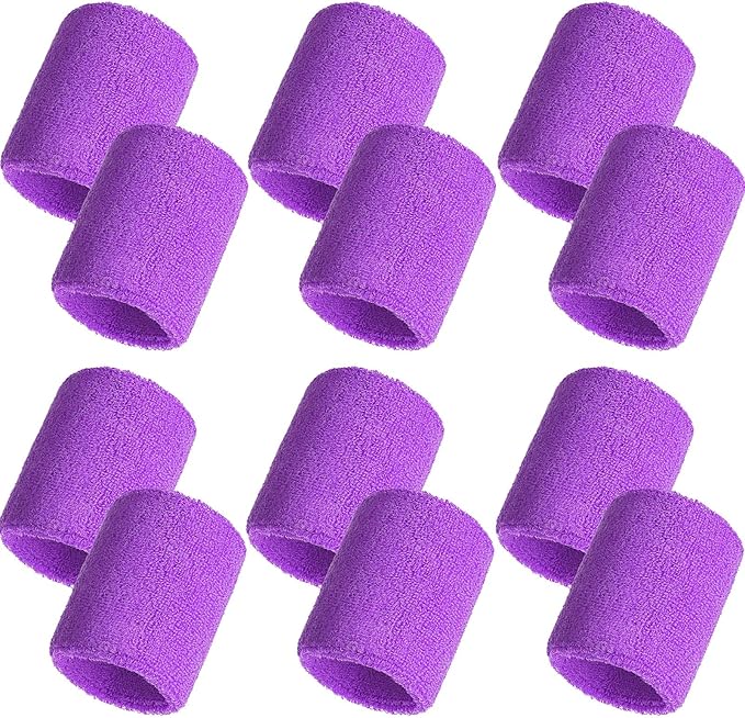 12 Pack Sweatbands Sports Wristband Cotton Sweat Band for Men and Women, Good for Tennis, Basketball, Running, Gym, Working Out