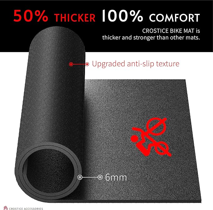 Bike Trainer Mat Compatible with Peloton Bike, for Treadmill & Row, THK 6mm, Under Mat Protect Hardwood Floor Carpet, Trainer Accessory for Indoor Stationary Exercise Bicycle
