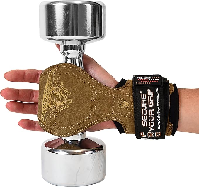 Cobra Grips FIT Leather Weight Lifting Gloves Heavy Duty Straps, Alternative to Power Lifting Hooks, Power Lifting For Deadlifts With Built in Adjustable Neoprene