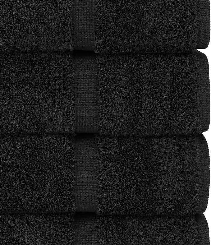 Chakir Turkish Linens | Hotel & Spa Quality 100% Cotton Premium Turkish Towels | Soft & Absorbent (6-Piece Hand Towels, Black)