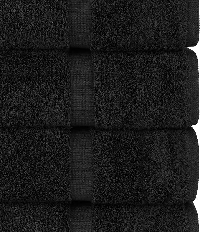Chakir Turkish Linens | Hotel & Spa Quality 100% Cotton Luxury Turkish Towels | Soft & Absorbent (30x60 Inches Extra Large Bath Towels, Set of 4 -Black)