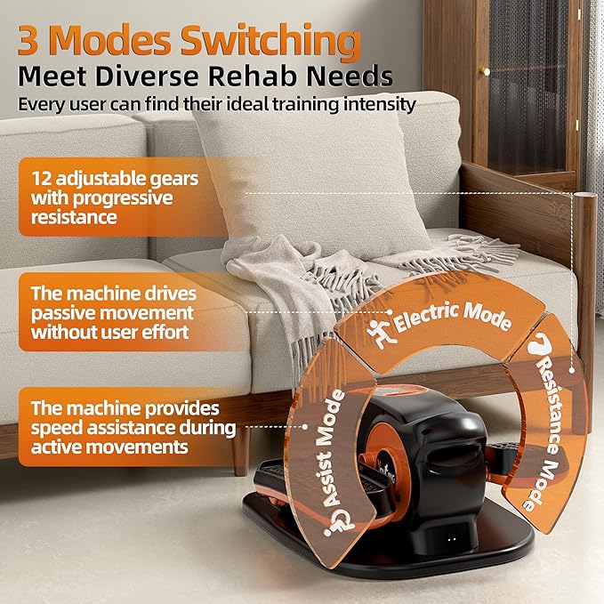 Under Desk Elliptical Machine, Electric Seated Elliptical with Auto/Therapy Modes & Safety Stop, 12-Level Quiet Motorized Elliptical for Seniors & Rehab, Desk & Home Office Use with Remote Control