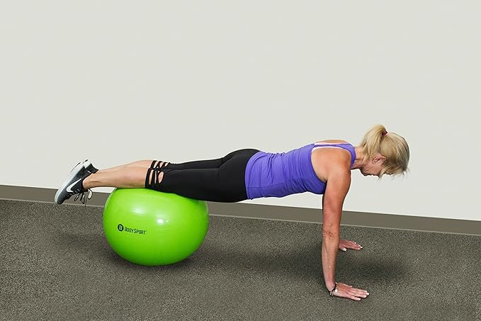 Body Sport Exercise Ball with Pump for Home, Gym, Balance, Stability, Pilates, Core Strength, Stretching, Yoga, Fitness Facilities, Desk Chairs