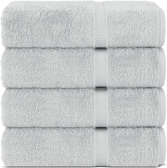 Chakir Turkish Linens |Hotel & Spa Quality 100% Cotton Premium Turkish Towels | Soft & Absorbent (Silver Gray, Bath Towel - Set of 4)